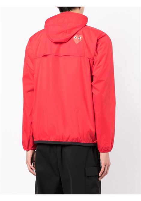 Red zipped hooded jacket Comme des garcons play x k-way - unisex COMME DES GARCONS PLAY X K-WAY | AZJ5010512